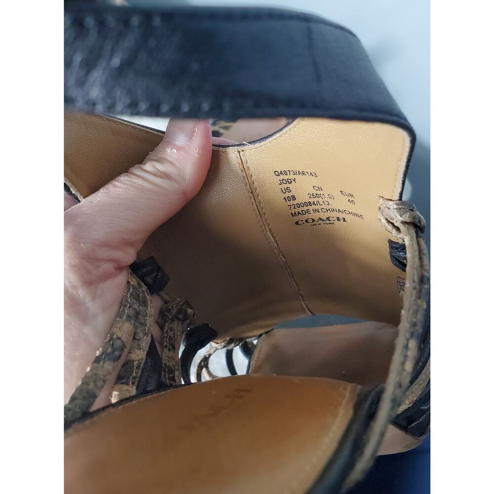 Coach Womens Black Leather Python Print Jody Pump… - image 7